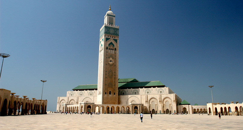 Vista panorámica de la mesquita de Casablanca en Marruecos