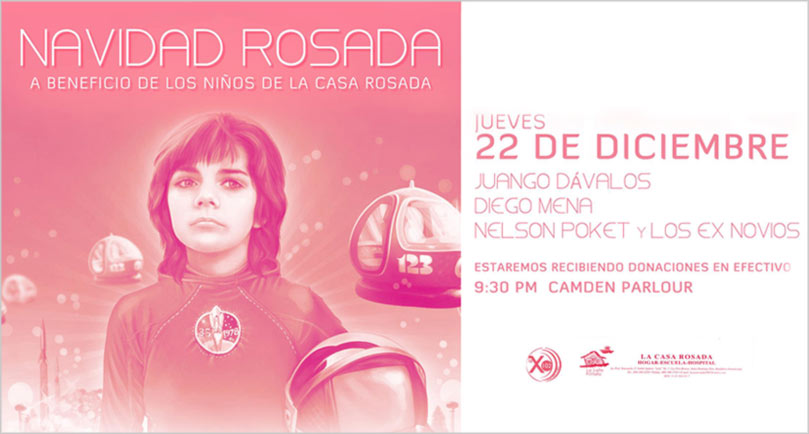 Imagen promocional del concierto Navidad Rosada 2011 de Diego Mena, Juango Dávalos y Nelson Poket en Candem Parlour Santo Domingo