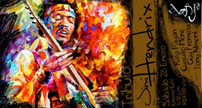 Imagen promocional del tributo a Jimi Hendrix en Cinema Café Santo Domingo 